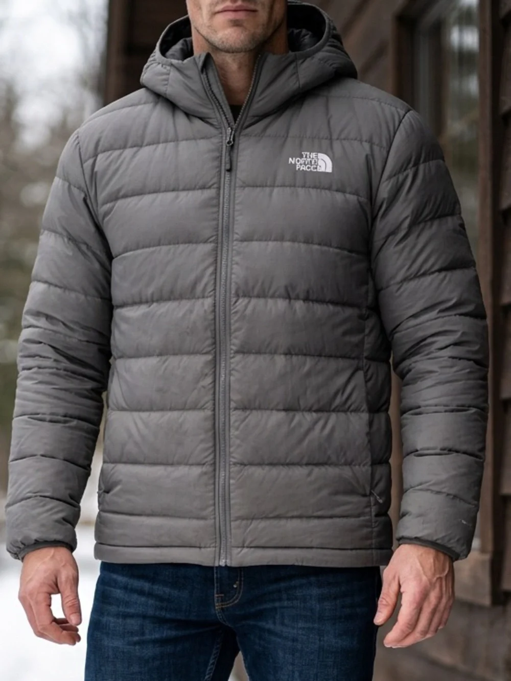 The North Face Men's Gray Hooded Puffer Jacket